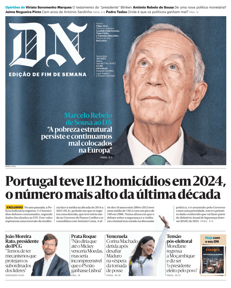 Prima-pagina-Diario de Noticias-edizione-di-oggi-20250110